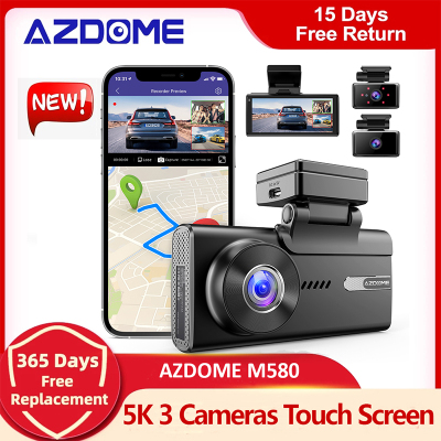 AZDOME M580 Car DVR 5K Dash Cam GPS 3 Cameras Recorder WiFi