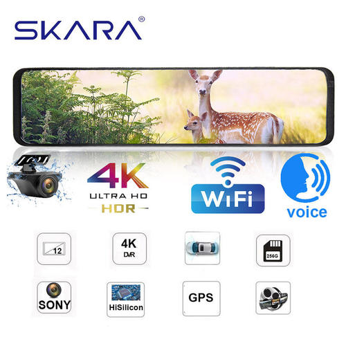 4K Car DVR Dash Cam WIFI Night Vision Rear View Mirror WiFi