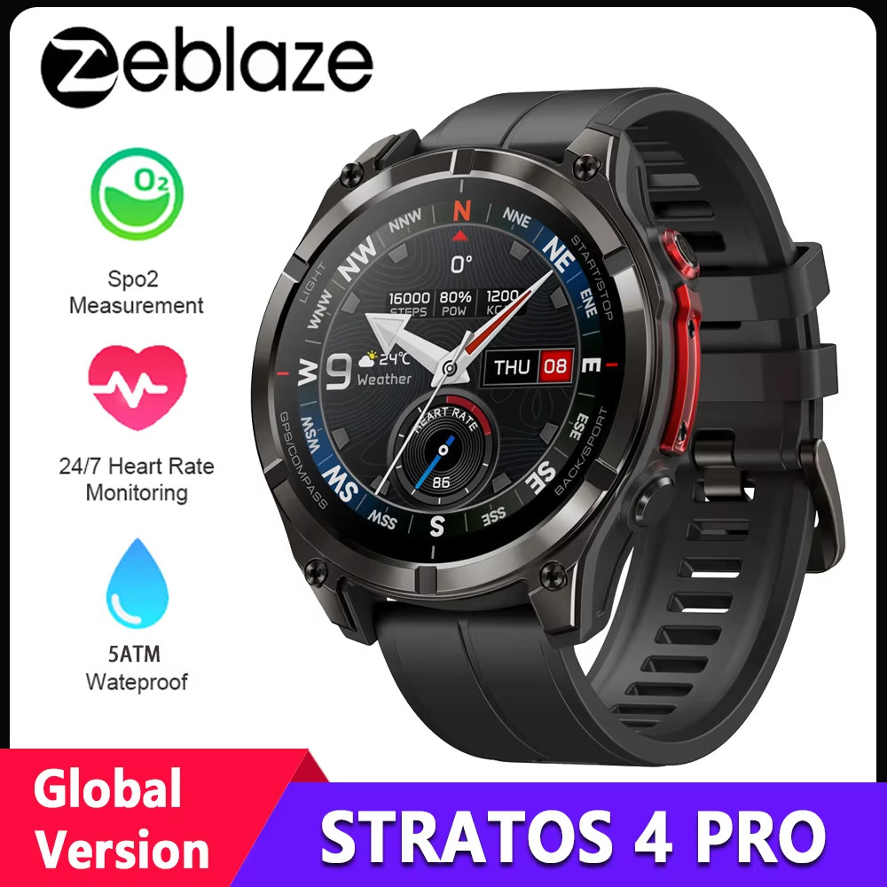 Zeblaze Stratos 4 Pro GPS SmartWatch Men 1.43" AMOLED Screen