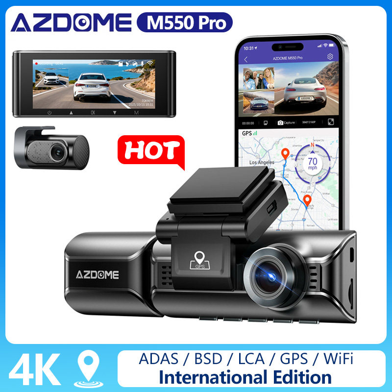 AZDOME M550 Pro Car DVR 4K 3Cameras Dash Cam 5G WiFi GPS 24H