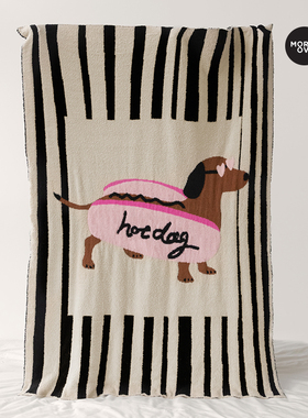 Moreover毛毯办公室午睡毯 Feliz热狗半边绒盖毯沙发毯空调毯子