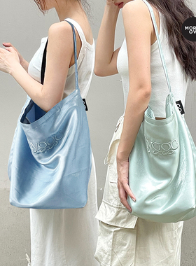 Moreover丝光缎双面帆布包女单肩包原创设计简约时尚大容量托特包