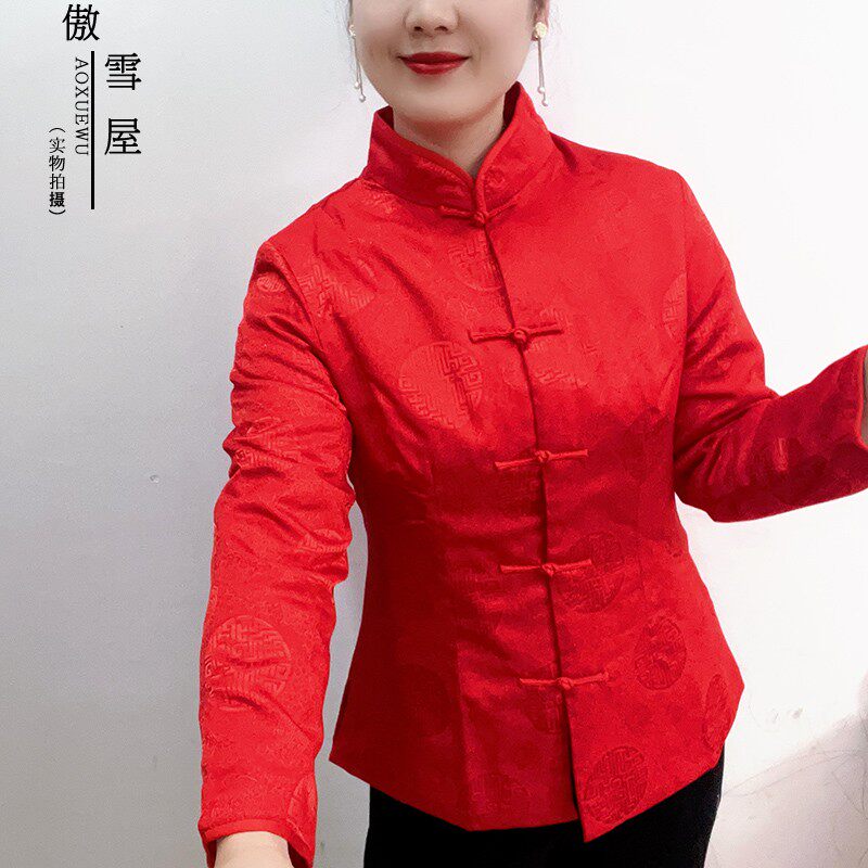傲雪原创冬新款高档唐装上档次新中式国风棉服红色祥云棉袄年服