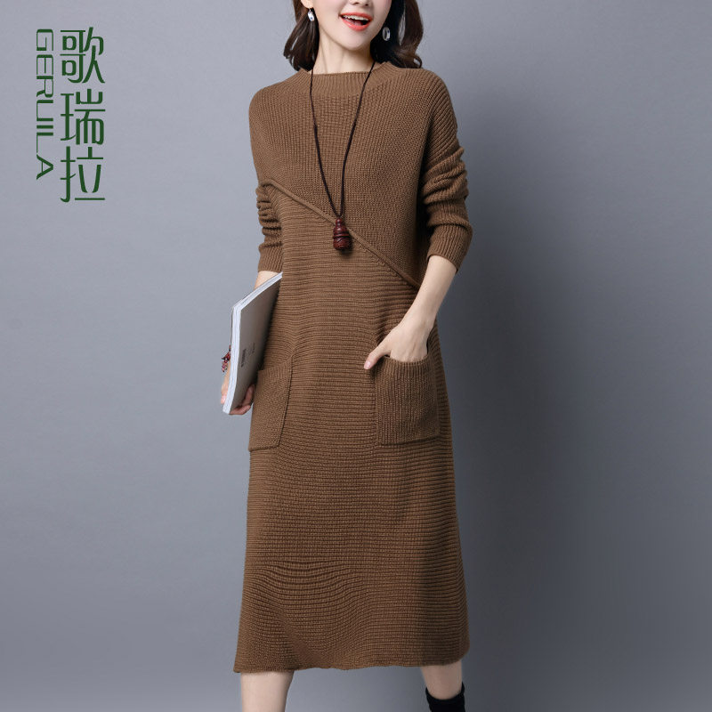 歌瑞拉2021新款毛衣女秋冬套头毛衣裙 显瘦修身长款线衣针织衫在类目 女装/女士精品, 毛衣中 - 来自Buy2taobao.com提供专业的淘宝代购服务