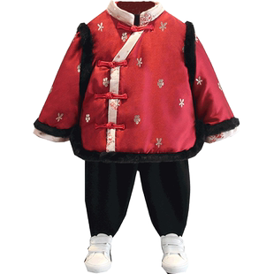 【清仓特价】男童汉服拜年服冬季国风唐装儿童过年喜庆加棉新年装