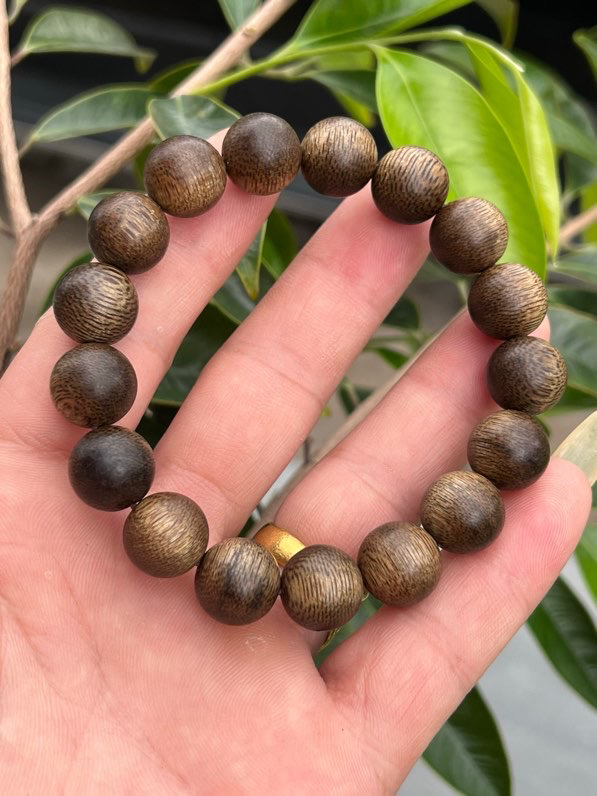 质检款海南莺歌绿棋楠沉香手串1.2cm佛珠单圈手链约19克蜜香药香