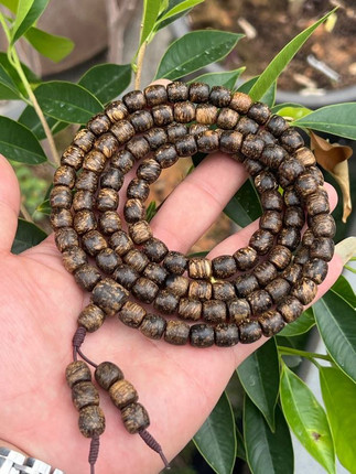 柬埔寨菩萨棋沉香手链8＊7mm佛珠项链约42克男女士毛衣链情侣挂件