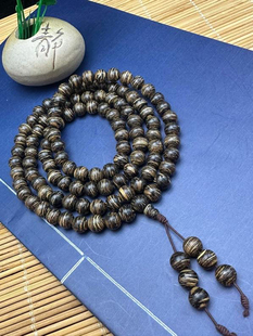 金三角瘤疤玉化沉香手串佛珠念珠老料虎皮纹男女款文玩手链108颗