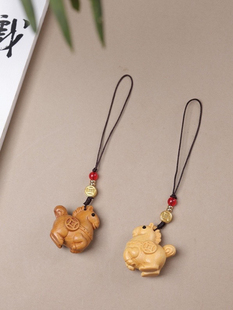 黄金檀木雕奔跑马手机链花梨木生肖马挂件包包挂坠饰品男女士送礼