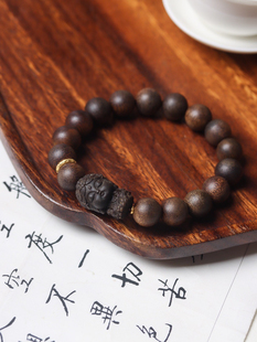 越南芽庄黑棋沉香手串沉水级单圈手链1.0㎝佛珠约14克男女士手串