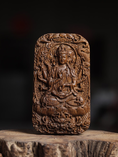 芽庄绿棋楠沉香千手观音吊坠御龙观音无事牌观世音挂件男女项坠