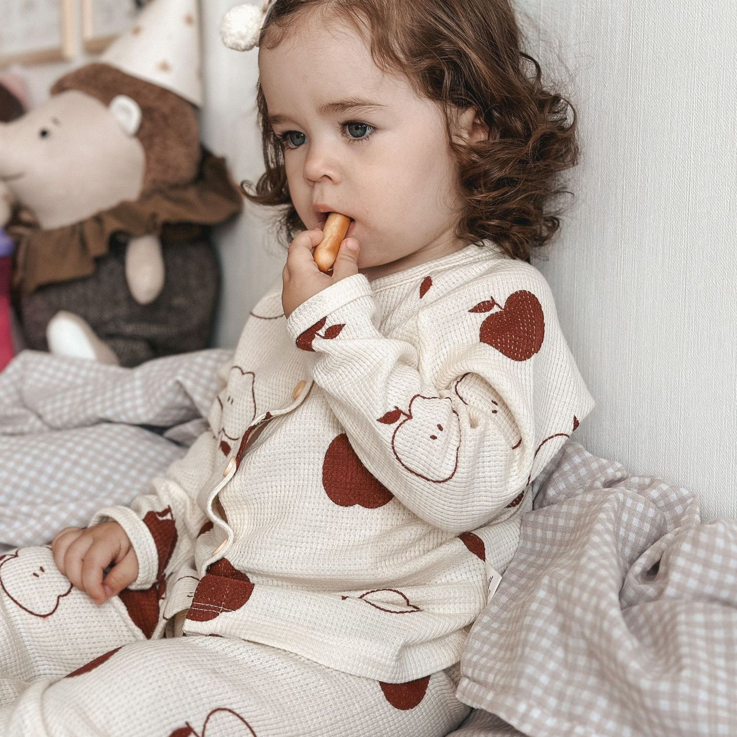 丹麦风儿童家居服华夫格2025春秋新款宝宝秋衣裤子男女童睡衣套装