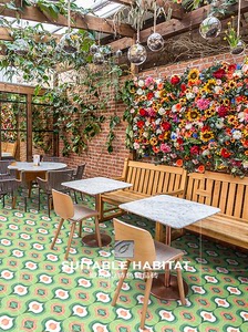 美式卫生间绿色植物复古花砖阳台地砖摩洛哥彩色小花砖糖果釉瓷砖