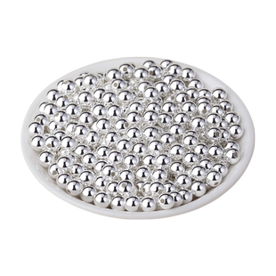 银珠子散珠999足银光面圆珠项链手链串珠手工diy材料隔珠银饰配件