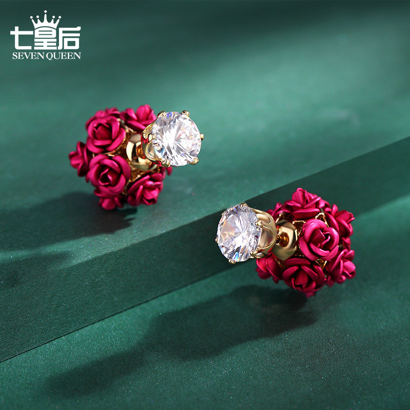 网红玫瑰耳钉女韩国气质2025新款新年主题少女心ins耳环个性耳饰,饰品/流行首饰/时尚饰品新,耳钉,淘宝优惠券,粉丝福利购,淘宝优惠卷