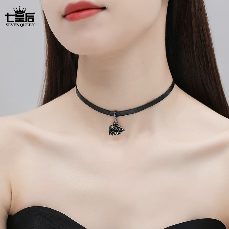 黑白天鹅项链女锁骨链小众设计感项圈choker高级脖颈链2025年新款