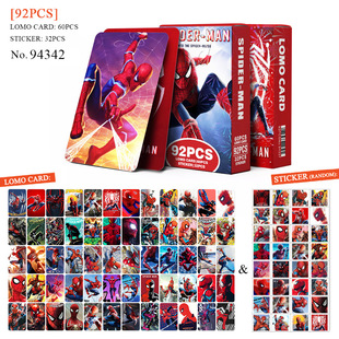 32张小贴纸手账贴纸双面LOMO卡镭射外盒 蜘蛛侠自制小卡60张照片