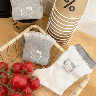 甜美薄款 可爱凯蒂kt猫芭蕾风中筒袜春夏新款 ins女潮棉袜 包邮 满3双