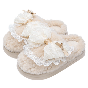 棉拖鞋女2025新款室内家居厚底保暖防滑可爱少女心毛毛绒拖鞋女冬