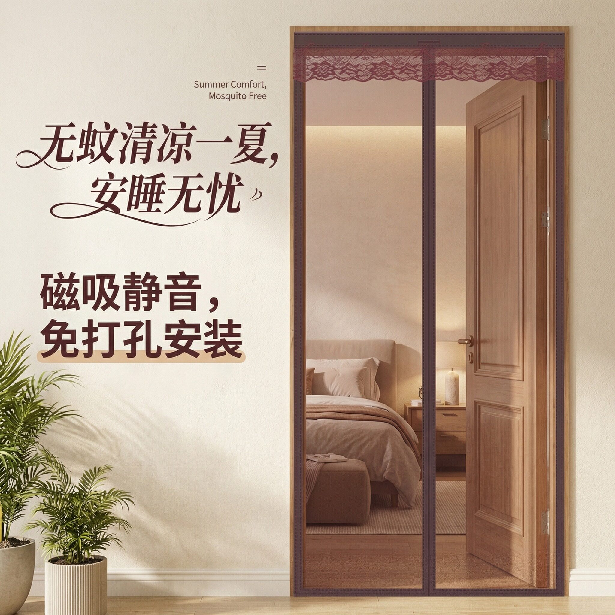 防蚊磁吸纱网门帘2026年新款防虫免打孔魔术贴纱门夏季家用纱帘子