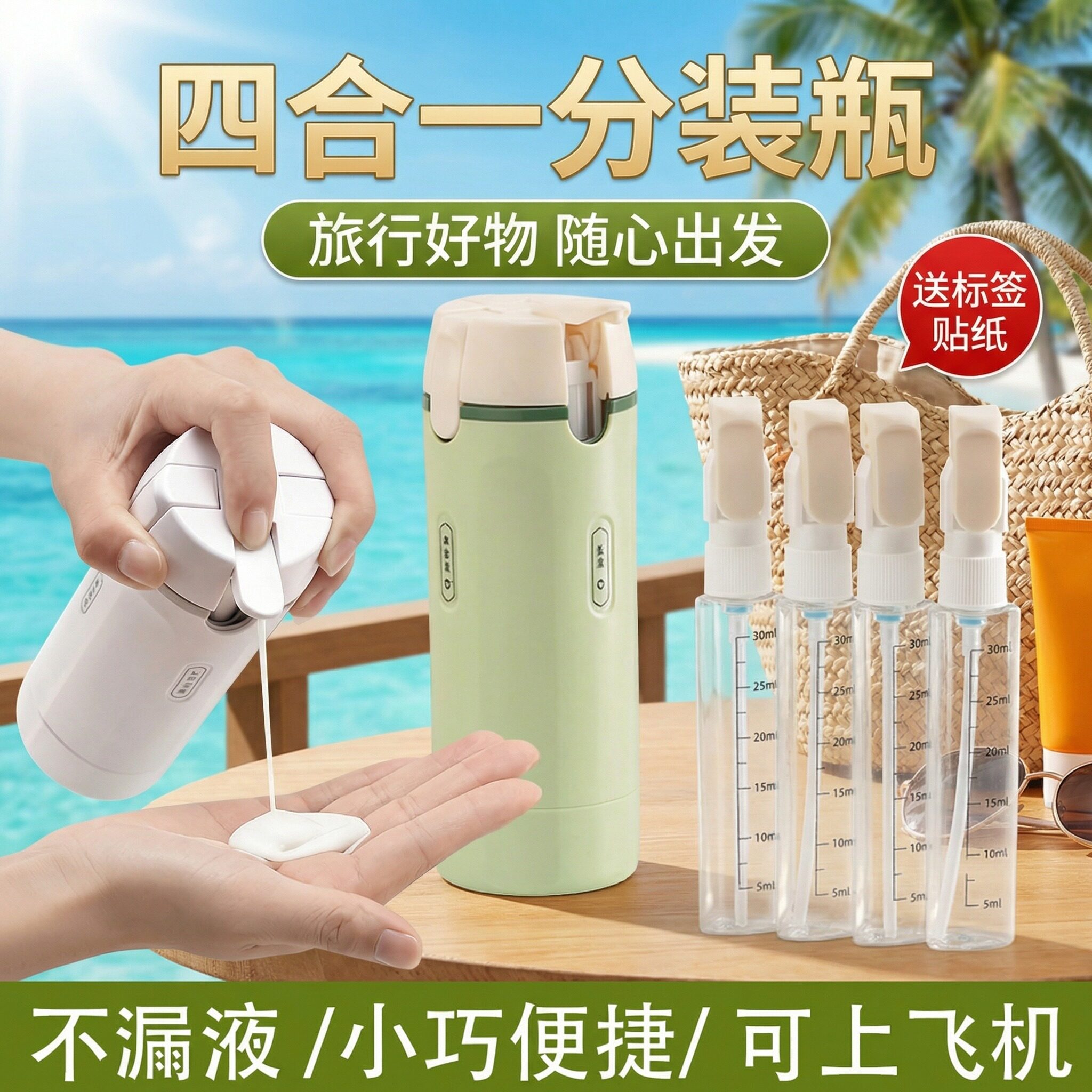 日本旅行分装瓶子便携游洗衣液洗发水沐浴露洗漱化妆品乳液按压式