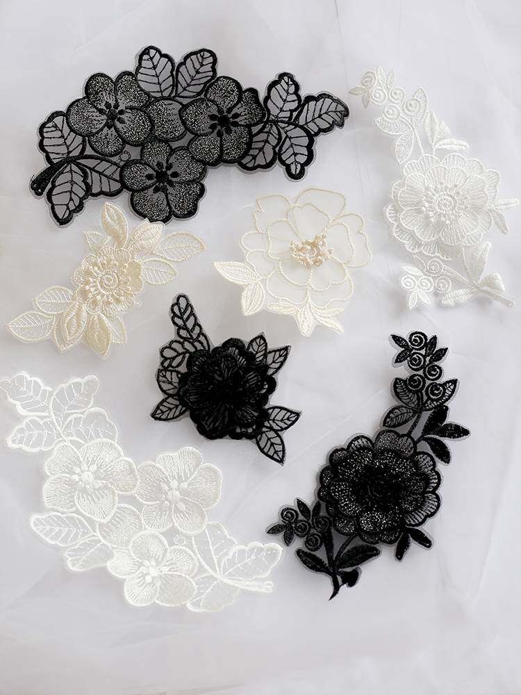 羽绒服贴片绣花花边不干胶布贴片网裙蚊帐修补补贴孔装饰贴片