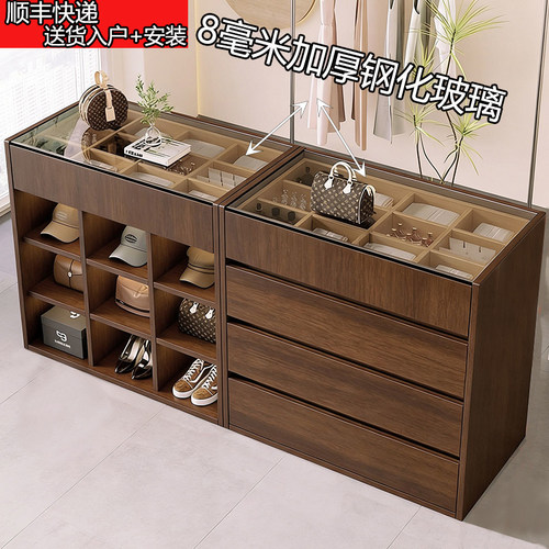 服装店钢化玻璃中岛展示柜多层