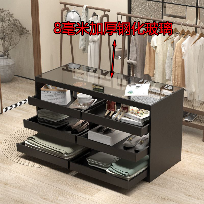 新款服装店中岛展示台展示摆放流水摆件柜台双面陈列玻璃柜子定制