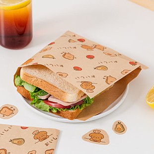 三明治包装纸袋一次性吸油防油淋膜纸饭团汉堡家用烘焙早餐烘焙用