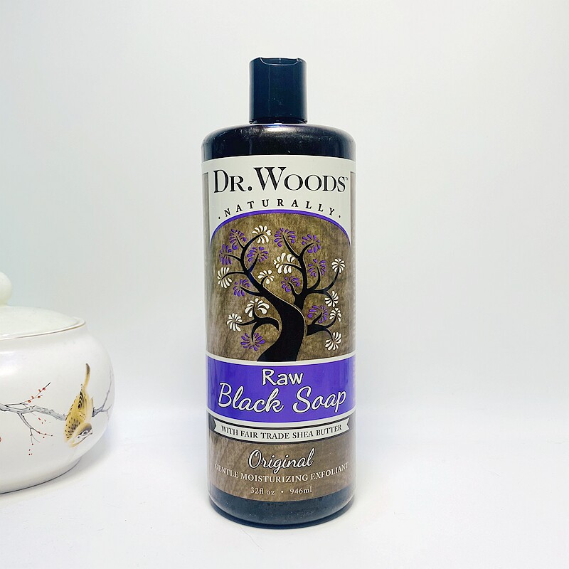 现货美国Dr. Woods黑皂乳木果皂液保湿控油温和去角质深层清洁946