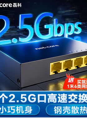 磊科GS4 4口2.5G交换机全2.5g网口网络分线器一分三家用高速传输NAS适用钢壳小巧机身非网管即插即用