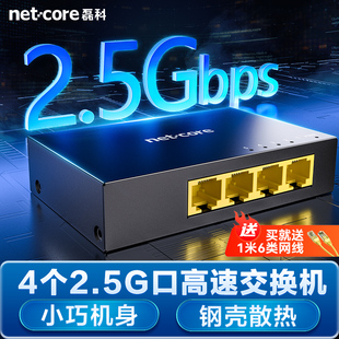 磊科GS4 4口2.5G交换机全2.5g网口网络分线器一分三家用高速传输NAS适用钢壳小巧机身非网管即插即用