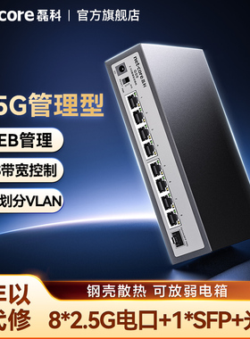 磊科2.5G交换机8口  万兆10G SFP光口WEB管理型向下兼容千兆家用安防监控网线NAS高速传输分流器即插即用GS9