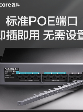 磊科S10P 10口百兆poe交换机国标48V监控专用网络交换器分流器8口poe供电分线器集摄像头防雷钢壳带安全扣