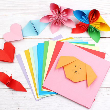 100张折纸儿童正方形手工彩色折纸幼儿园diy美劳课程材料压花机纸