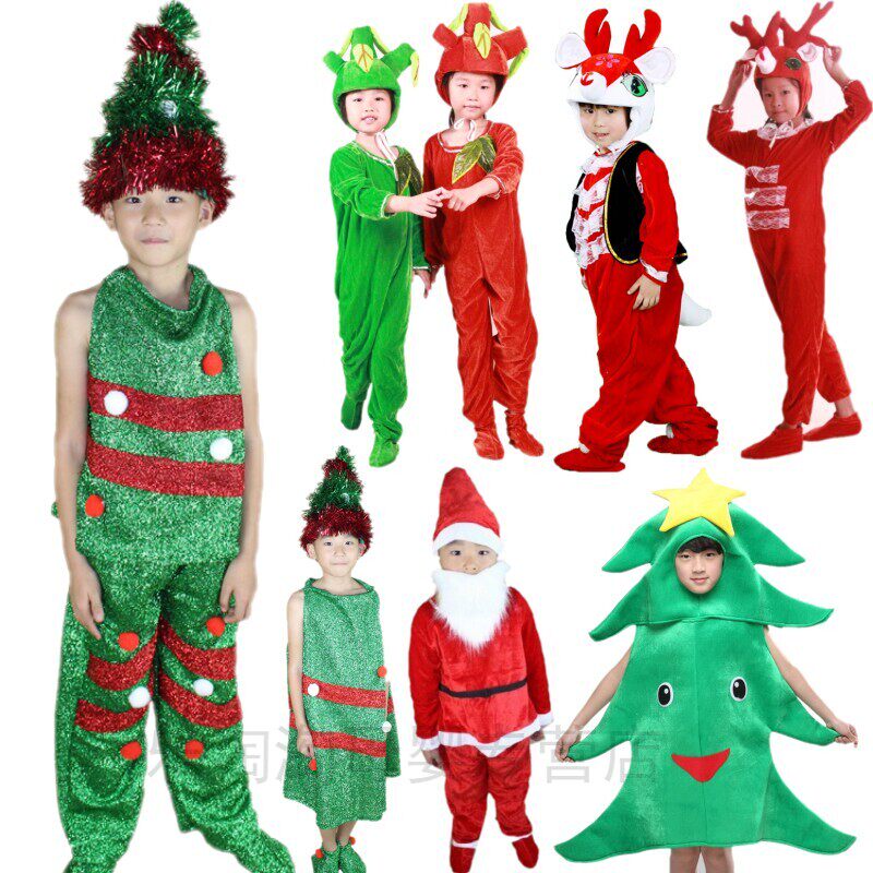 六一儿童圣诞节表演服幼儿圣诞树老人精灵驯鹿雪人圣诞树演出服