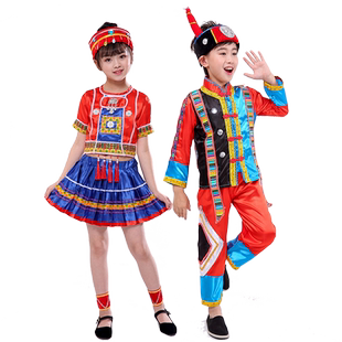 六一儿童少数民族风表演服中小学生幼儿男女款布朗族舞蹈演出服装