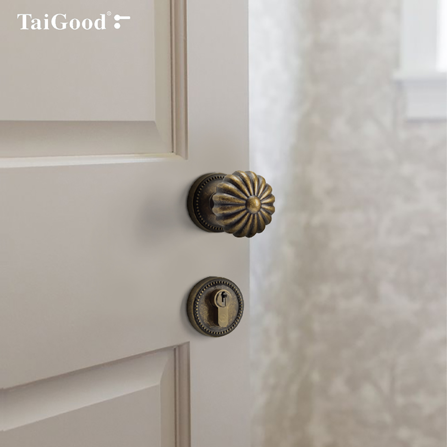 世连泰好现代门锁室内静音磁吸房门分体锁家用球形复古双开门门锁