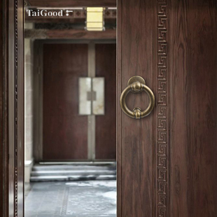 世连泰好黄铜复古中式敲门器仿古铜门圆环大门鼻老式金色木门拉手