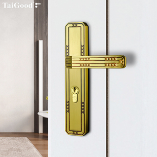 泰好铜锁 室内执手房门锁 黄铜东南亚风格 1408 世连泰好