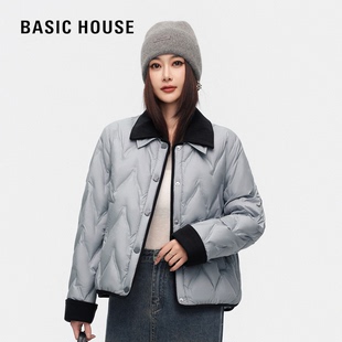 短款 90白鸭绒轻薄百搭时尚 羽绒服女撞色领保暖外套 新款 百家好冬季