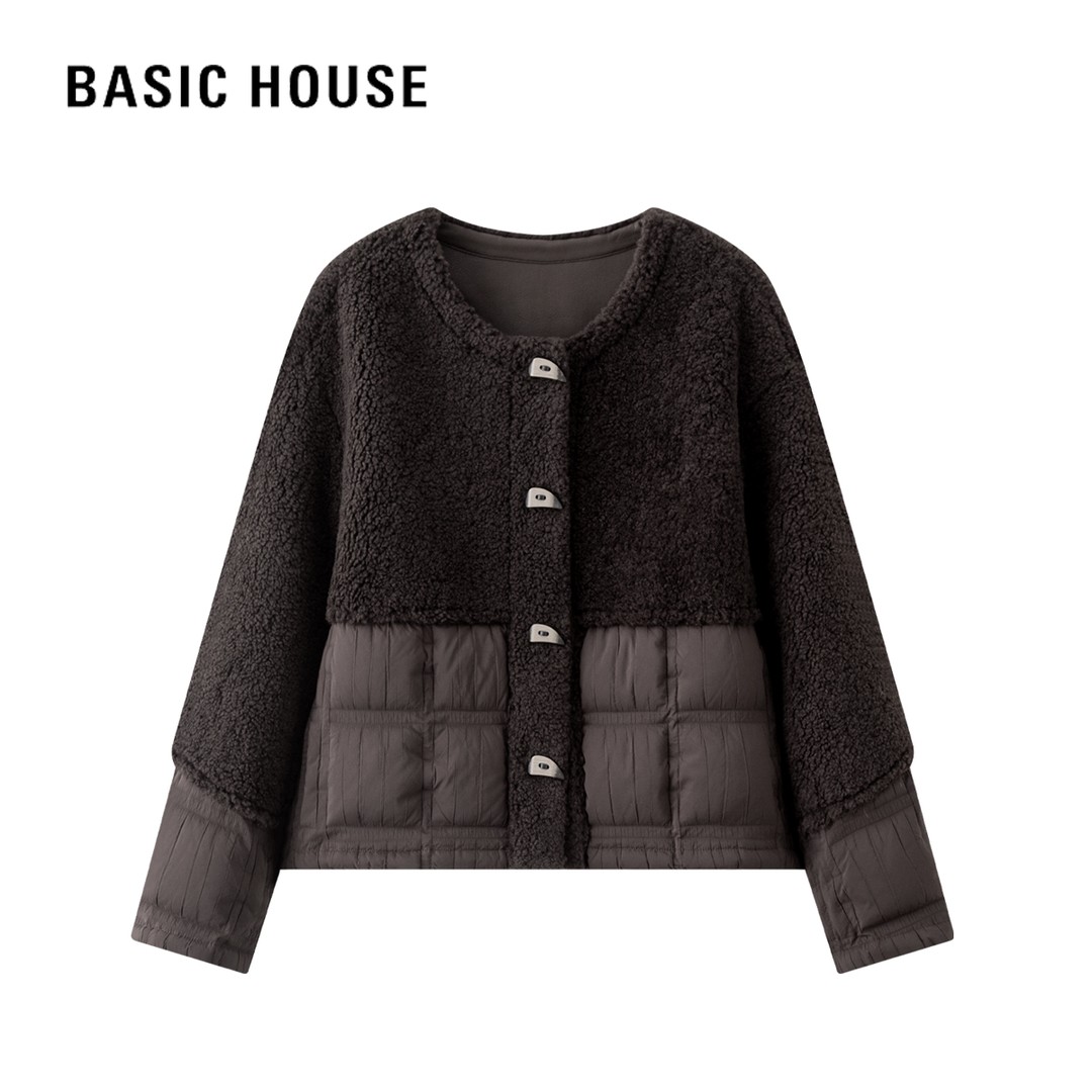 百家好小香风羊羔毛拼接薄款羽绒服女冬季新款百搭防风保暖外套