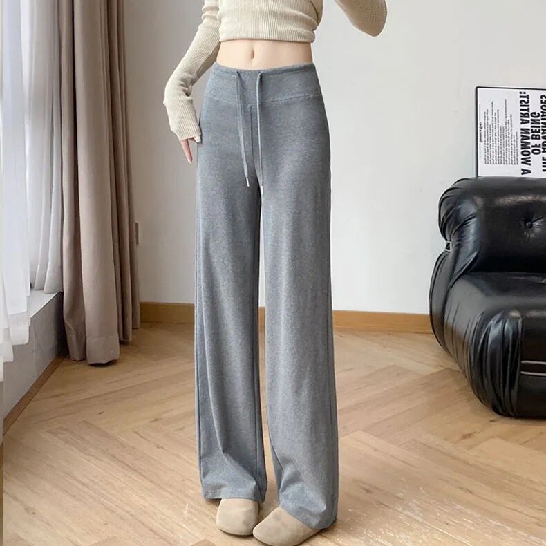 休闲裤女春秋款2026高腰显瘦夏季新款垂感宽松阔腿直筒运动裤卫裤