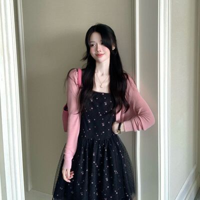 DARA ROSE-花吊带裙韩系修身显瘦气质短裙连衣裙(不含开衫)S8442