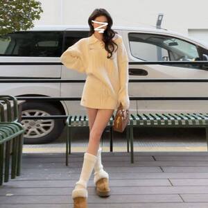 复古麻花翻领套头毛衣连衣裙女秋冬2025年新款法式韩系穿搭一整