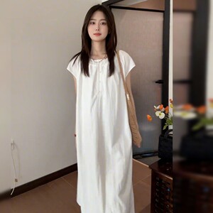 穿搭高级感法式气质白色连衣裙子女夏2025新款巨好看显瘦长裙