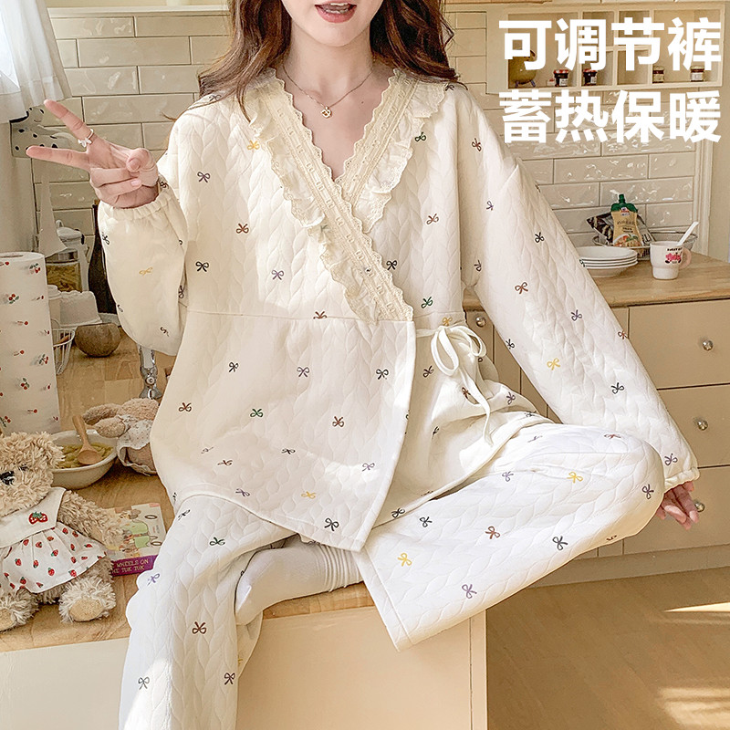 空气棉月子服秋冬产后加厚11月份产妇哺乳睡衣冬季孕期孕妇家居服