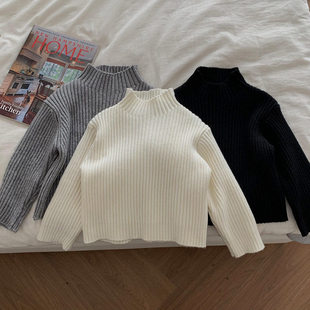 2026儿童冬季新品男童气质半高领针织衫女宝加厚毛衣打底衫潮套头
