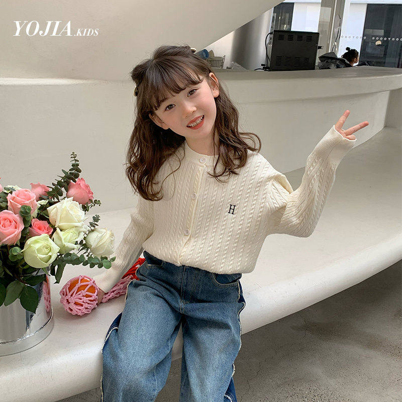 女童针织开衫2026秋装新款儿童宝宝洋气春季女孩毛衣上衣外套韩版