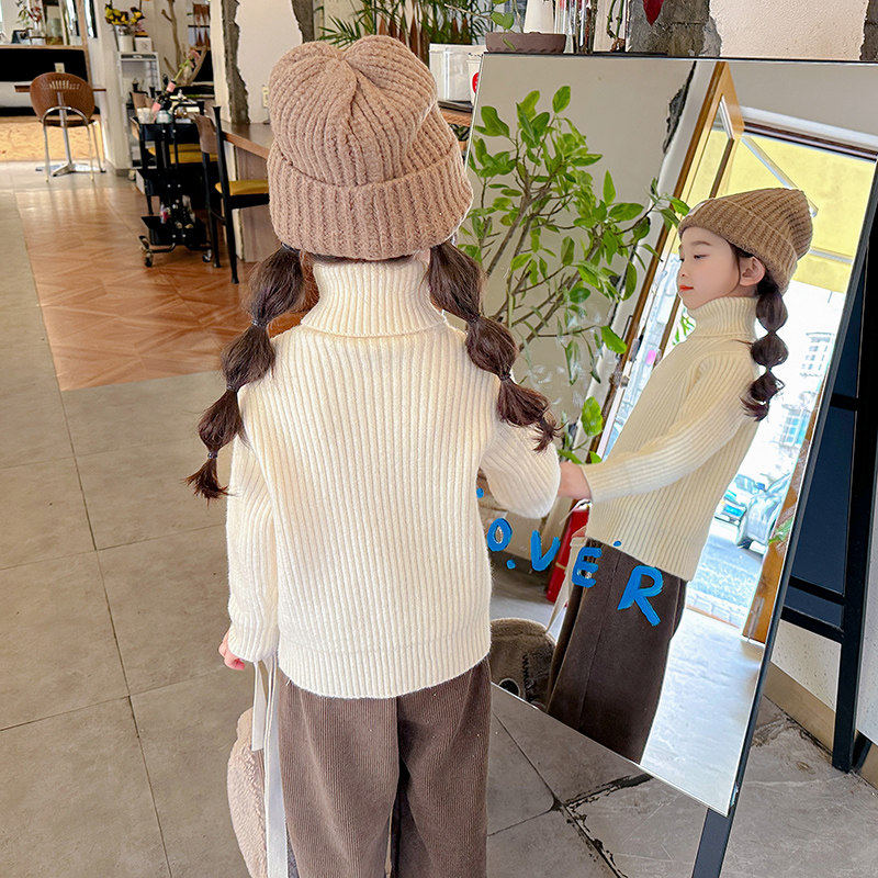 女童高领毛衣秋冬2026童装内搭宝宝冬季毛线衣儿童针织打底衫纯色
